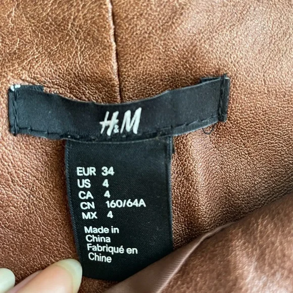 2/$30 - H&M Brown Faux Leather Asymmetrical Wrap Skirt - Size 4 - Picture 4 of 4